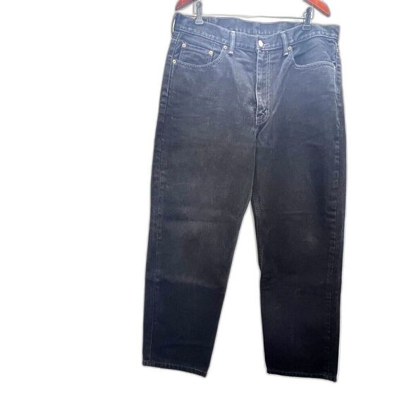 Levis 550 Jeans Mens Black Relaxed Fit Straight Leg Denim Size 38x30 - Picture 1 of 8